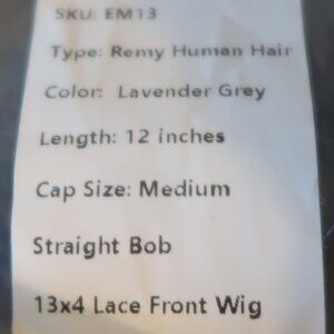 Emmahairpiece Lavender Gray Blunt Straight Bob Remy Human Hair 13x4 Lace Wig